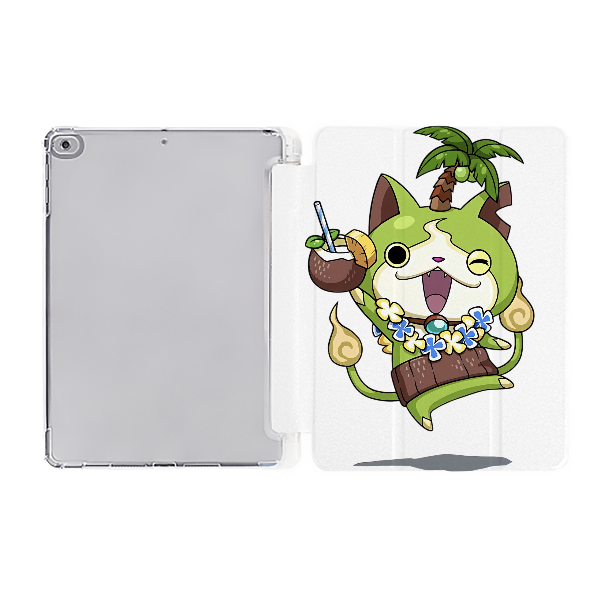 （画像用） 妖怪ウォッチ Yo-kai Watch IPad ケース ペン収納付き 三つ折りスタンド PUレザー×シリコン 対応機種9.5/10.5/10.9インチ